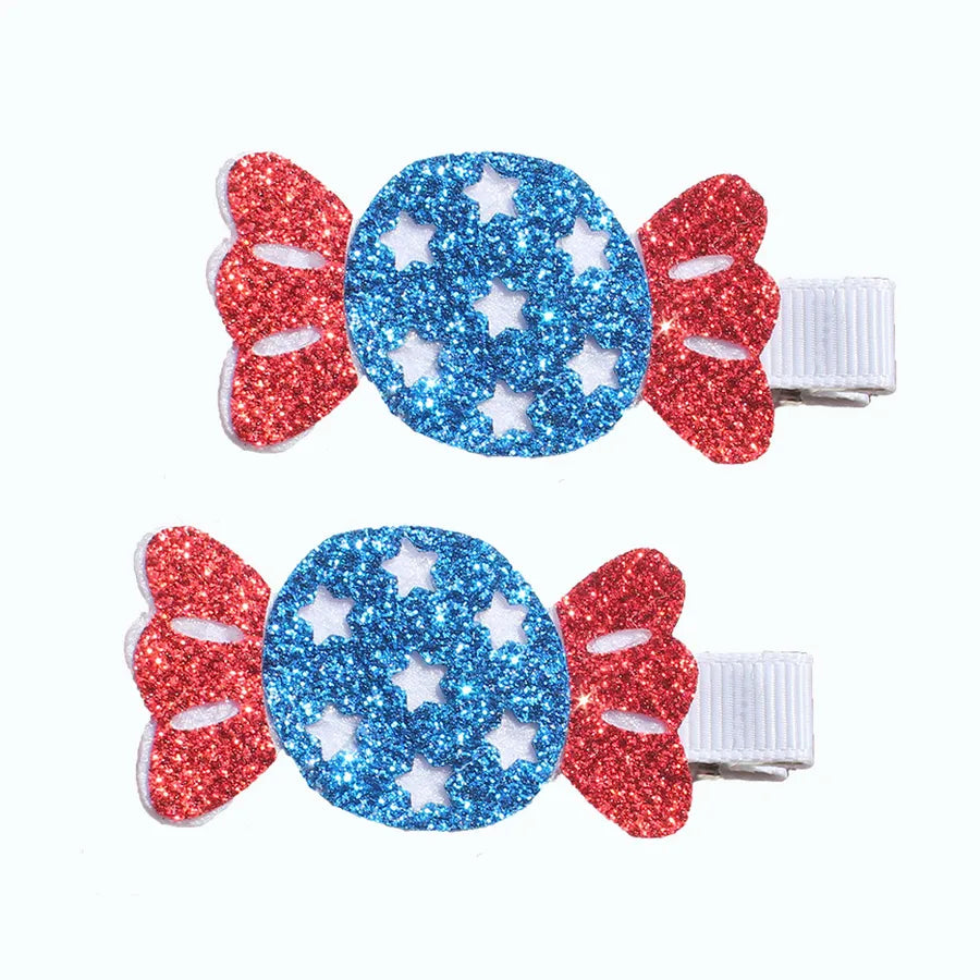 New US Independence Day Candy Ice Cream Flag Star Patriotic Children Hairpin Handmade Hot Selling Hair Accessories