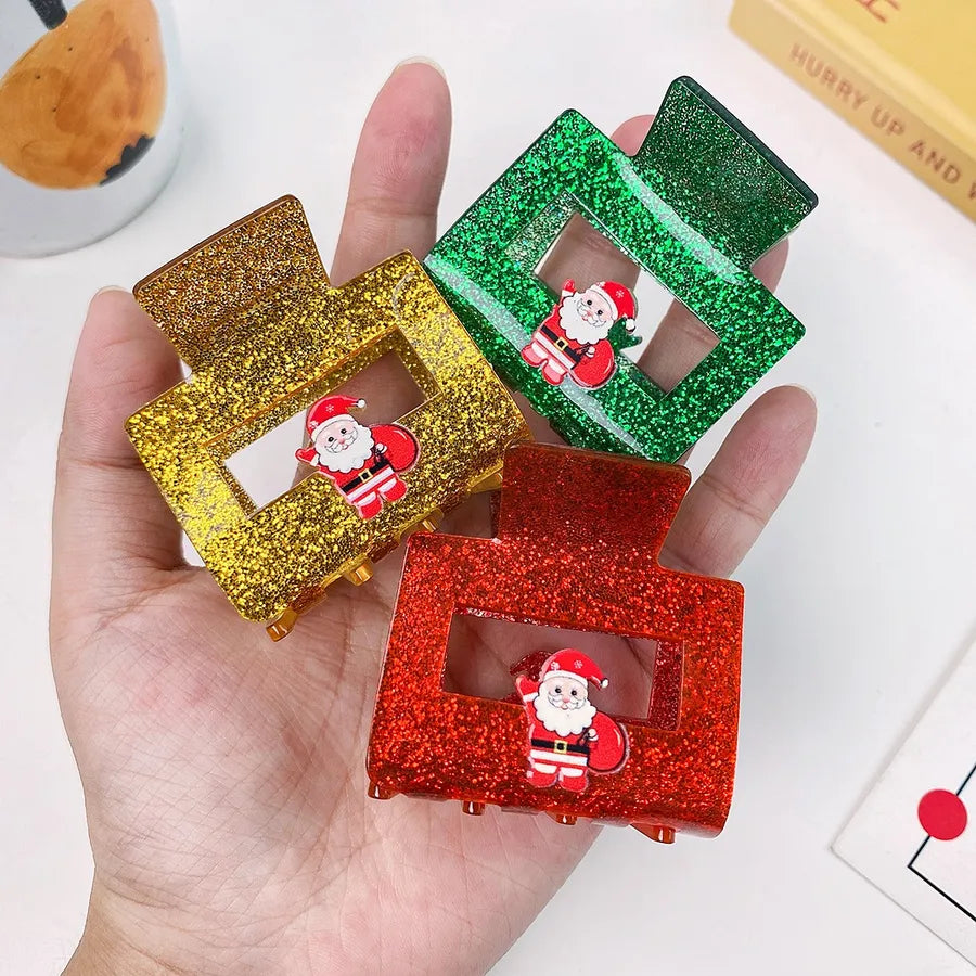 Christmas Acrylic Sparkle Hair Accessories Small Shark Tail Clip Half Updo Hair Clip Festive Cute Female Style Winter Universal