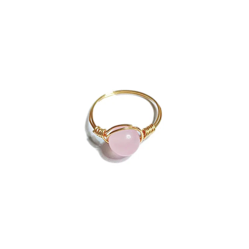 fashion round natural stone rings 1 piece
