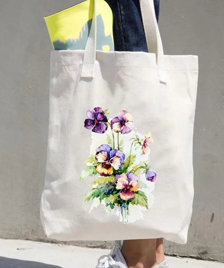 Women's printed shopping bag casual shopping handbag women's shoulder bag large capacity new artistic fresh Women's bag