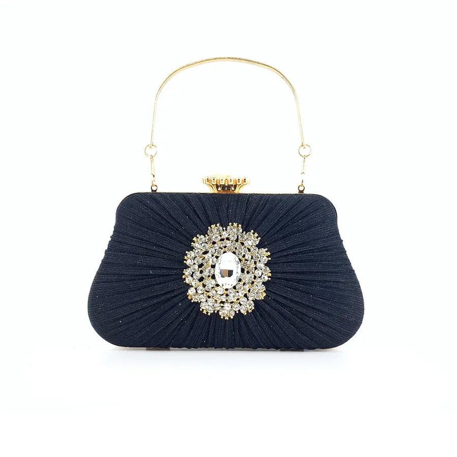 blue black gold pu leather cotton flower rhinestone square evening bags