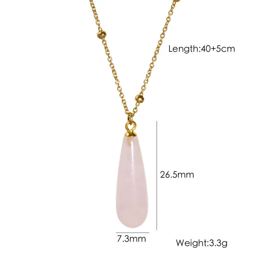 Wholesale Jewelry Vintage Style Simple Style Water Droplets 304 Stainless Steel natural stone Pendant Necklace