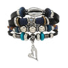 casual heart shape pu leather alloy wooden beads beaded knitting men's drawstring bracelets
