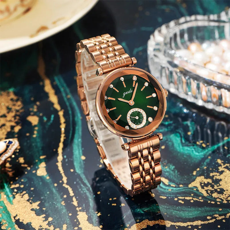 classic style solid color single folding buckle quartz women's watches