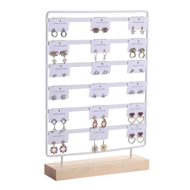 Simple Style Solid Color solid wood Iron Jewelry Display Jewelry Rack