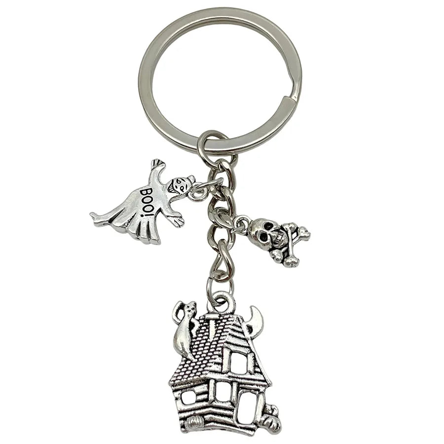 Halloween Ghost Cartoon Couple Car Keychain Pendant Ring Creative Personalized Alloy Bag Decorations Small Hanging Ornaments