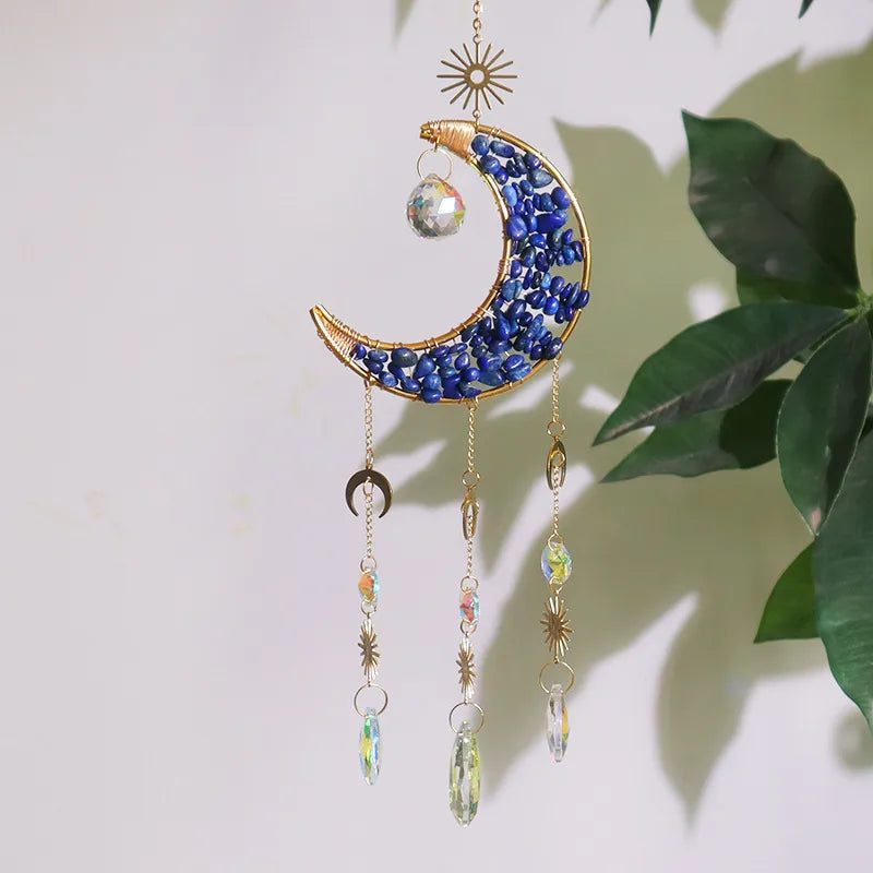 Simple Style Classic Style Geometric Star Moon Crystal Metal Suncatcher Wind Chime Wall Art