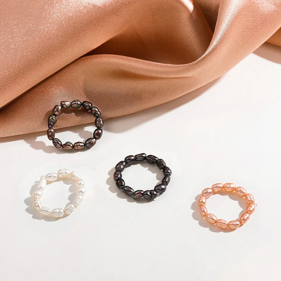 beach round freshwater pearl rings in bulk