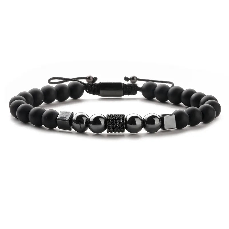 retro streetwear geometric tiger eye copper inlay zircon unisex bracelets