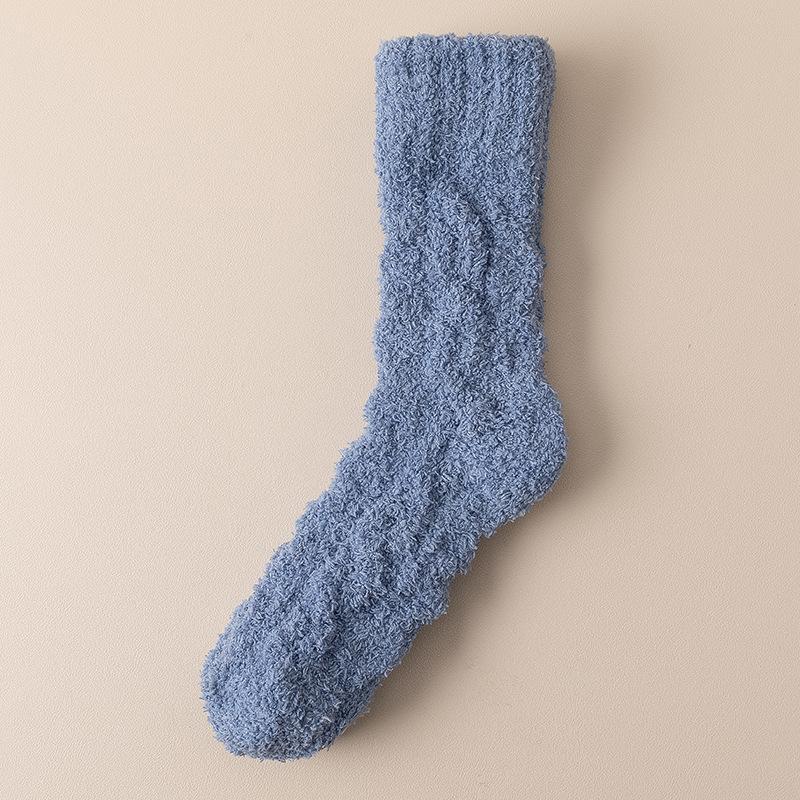 Coral velvet socks men's fleece-lined thickened home floor socks winter warm plush twist sleep stockings