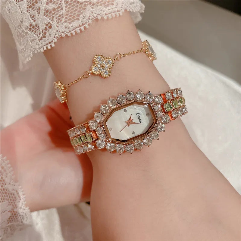 Luxurious Shiny Solid Color Jewelry Buckle Quartz Watch