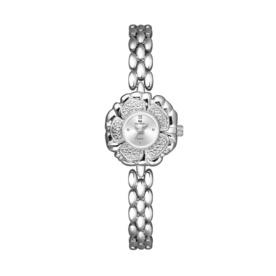 Elegant Solid Color Flower Jewelry Buckle Quartz Watch Women's Watches