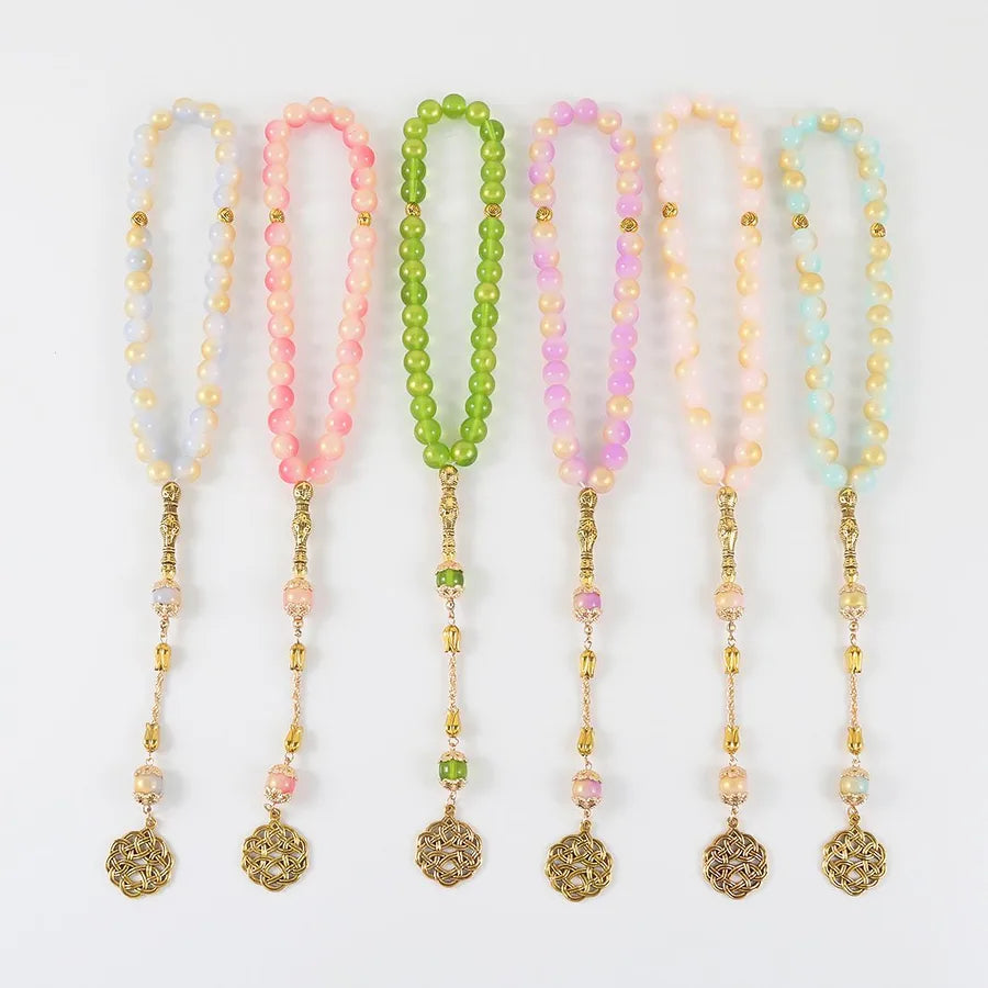 Classical Handmade Round Knot Alloy Glass Wholesale Rosary Bracelets