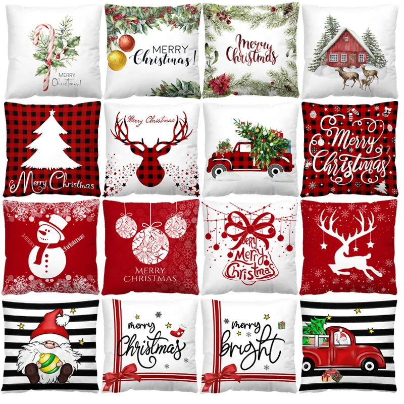 Christmas Casual Christmas Tree Santa Claus Letter short plush Pillow Cases Couch & Sofa Decor