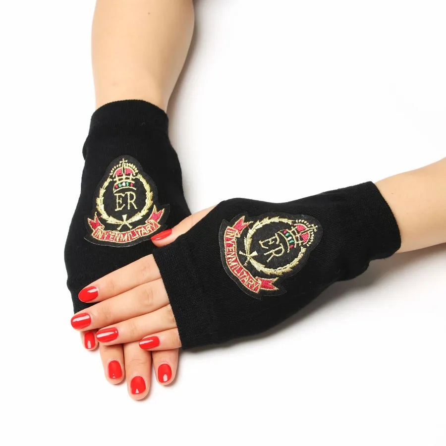 unisex retro bear owl flower knitted fabric gloves 1 pair