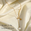 Wholesale Jewelry Elegant Cute Romantic Pentagram Geometric 304 Stainless Steel Imitation Pearl 18K Gold Plated Plating Inlay Paperclip Chain cable chain Multi Charms Necklace