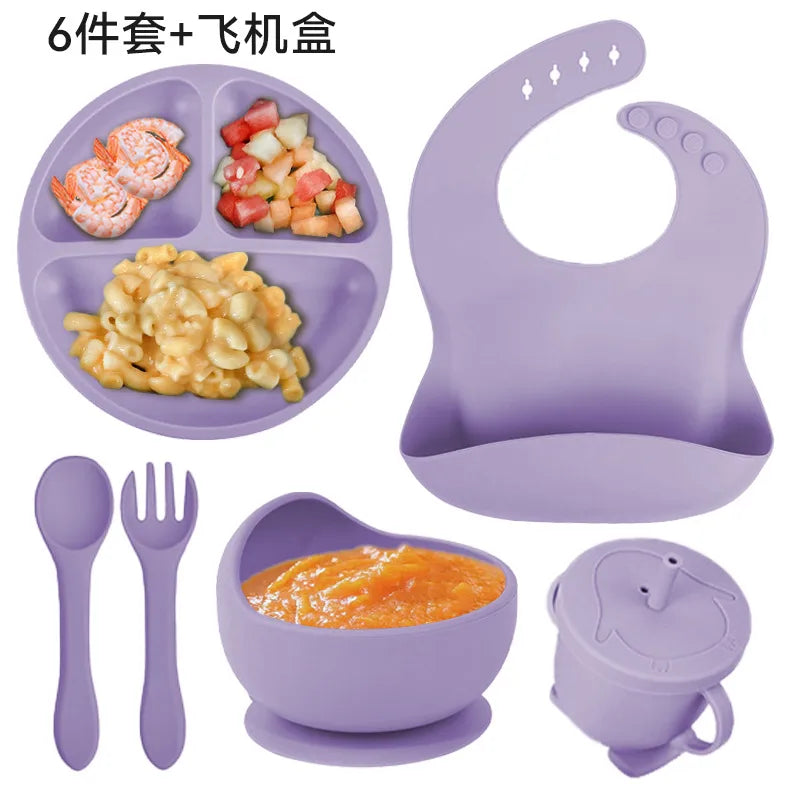 casual solid color silica gel tableware 1 set