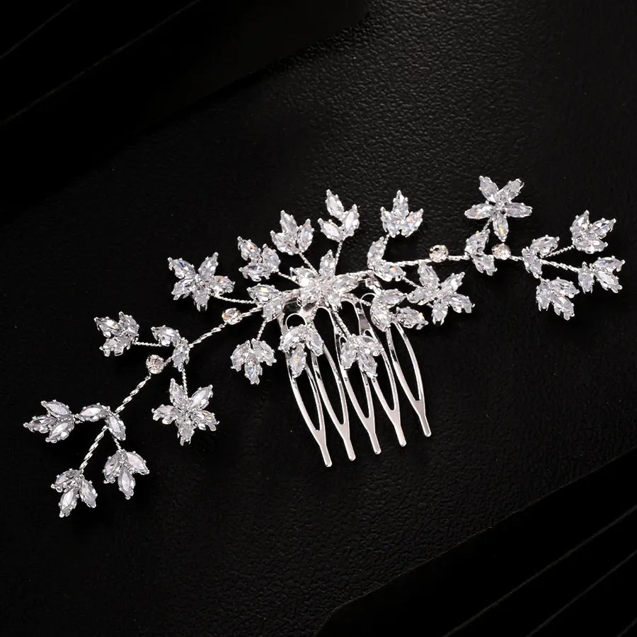 Luxury Flower Zircon Hair Comb Wedding Dress Jewelry Fashion Handmade Hair Comb Hair Accessories