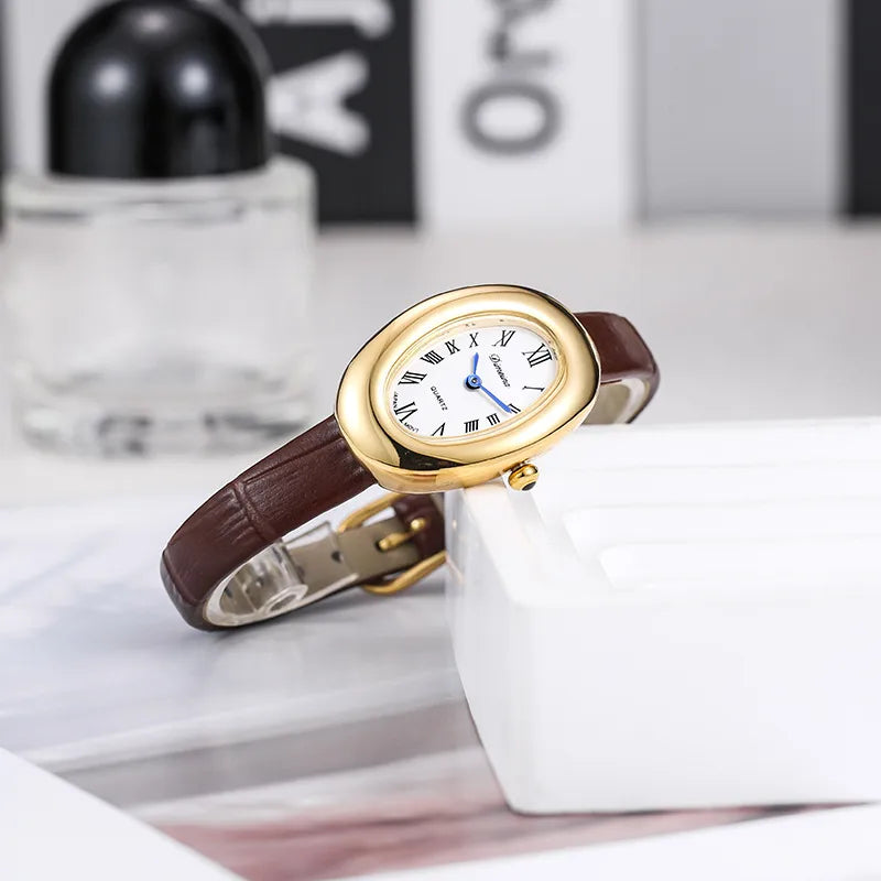 Vacation Simple Style Solid Color Buckle Quartz Watch Women's Watches