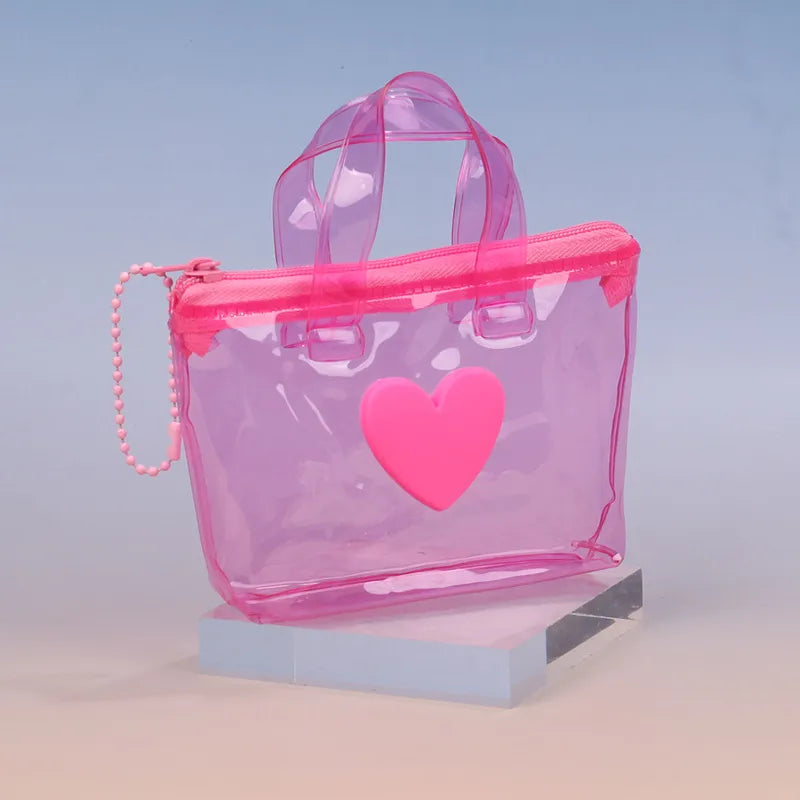 Women's Heart Shape Solid Color PVC Zipper Coin Purses