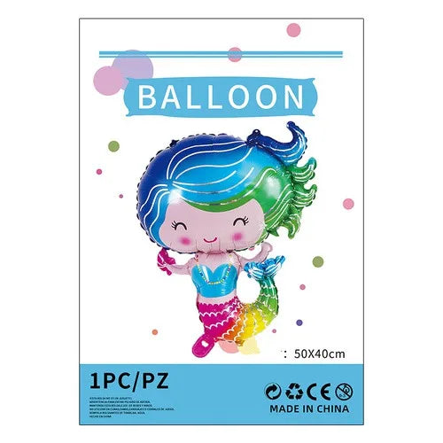 cartoon style cute animal mermaid aluminum film holiday party balloons