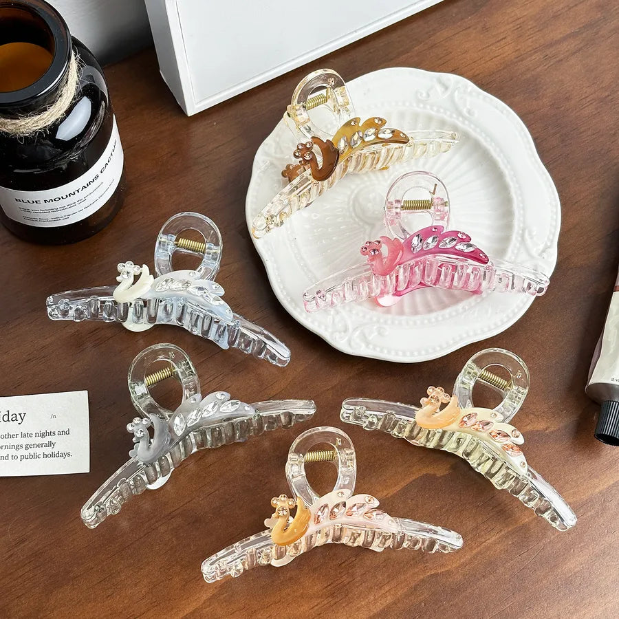 Dove High-End Acetate Hair Clip Diamond-Embedded Shark Clip Large Size Versatile Hair Accessories For Women Stylish Hair Decorations