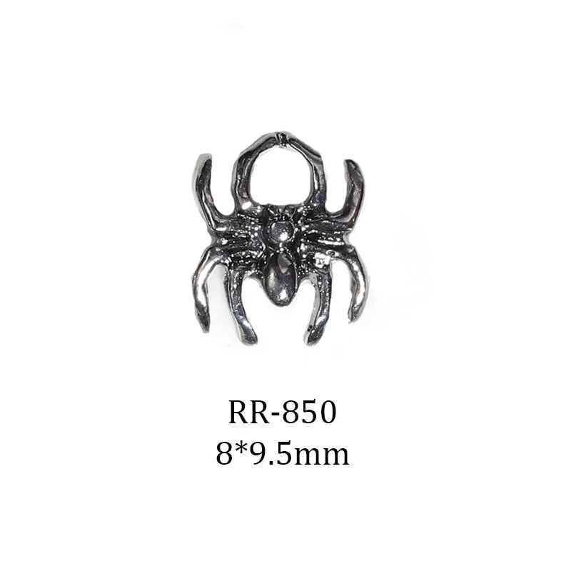 Halloween Manicure Spider Web Alloy Ornament Retro Dark Wind Spider Skull Hand Manicure DIY Accessories Wholesale