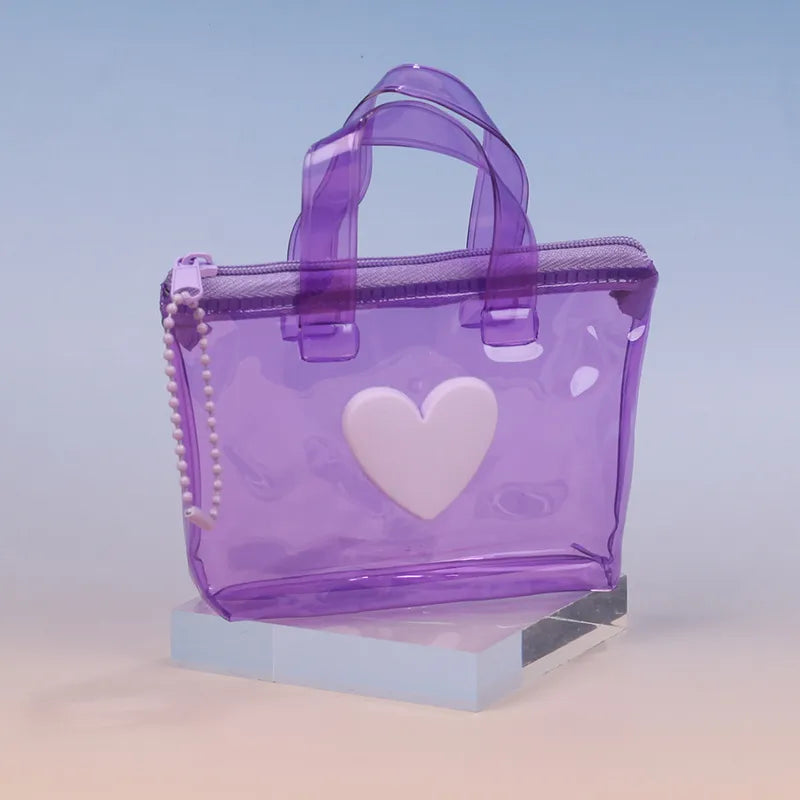 Women's Heart Shape Solid Color PVC Zipper Coin Purses