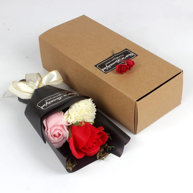 3 roses carnation soap bouquet 520 mother's day gift