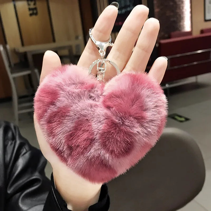 fashion heart shape leopard metal unisex bag pendant keychain 1 piece