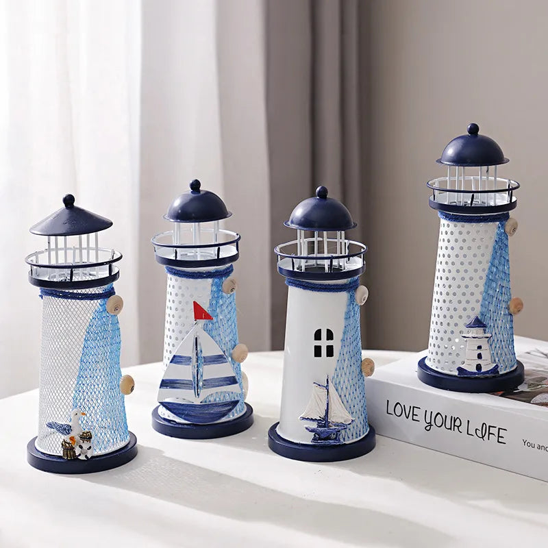 Marine Style Lighthouse Ship Bird Iron Ornaments Lighting Accessories