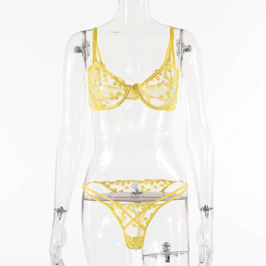 simple solid color hollow women's crochet lace bow sexy lingerie