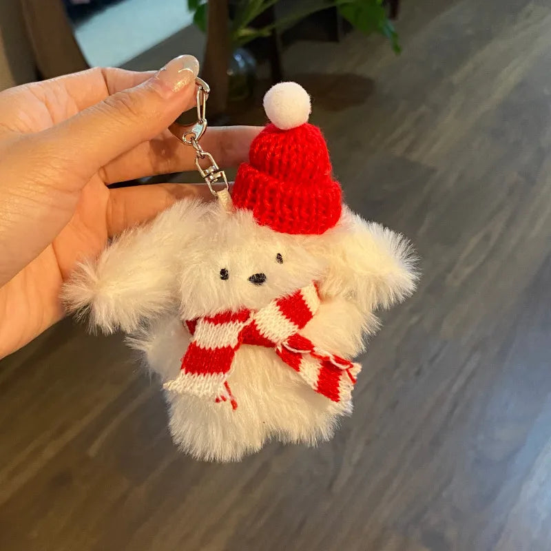 Cute Rabbit Plush Metal Christmas Women's Bag Pendant Keychain