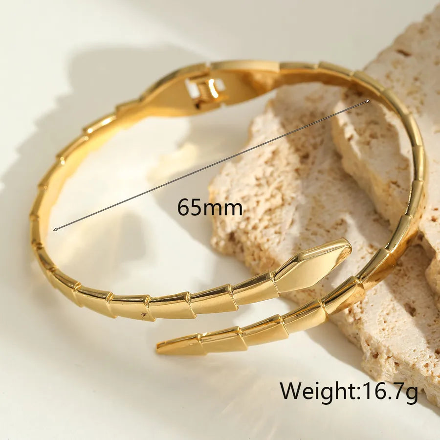 Simple Style Streetwear Geometric Snake 304 Stainless Steel 18K Gold Plated Bangle In Bulk