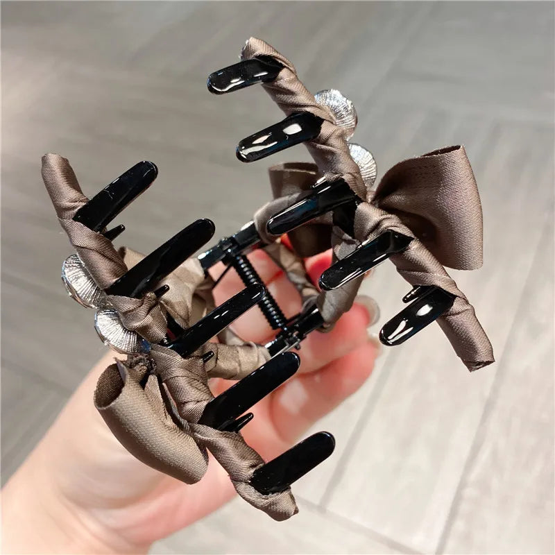 New Style Sweet Forest System Hair Clip Super Fairy Fabric Butterfly Knot Simple Back Of Head Bun Clip Casual Fashion Women Claw Hair Clip