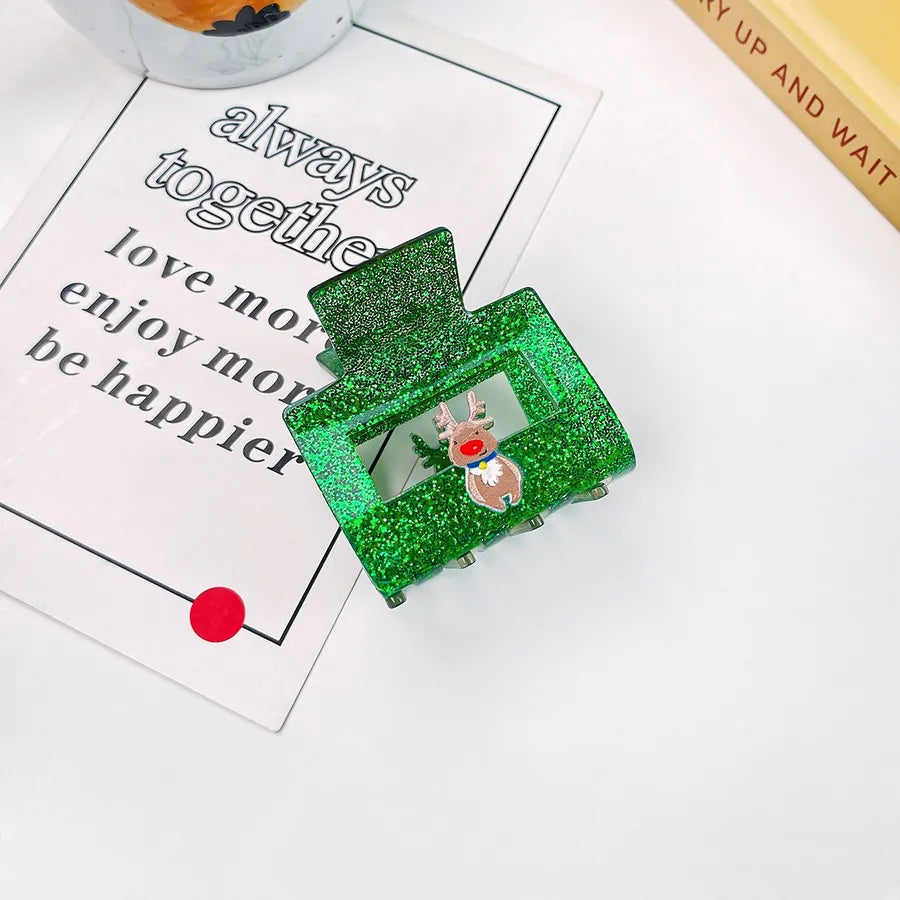 Christmas Acrylic Sparkle Hair Accessories Small Shark Tail Clip Half Updo Hair Clip Festive Cute Female Style Winter Universal