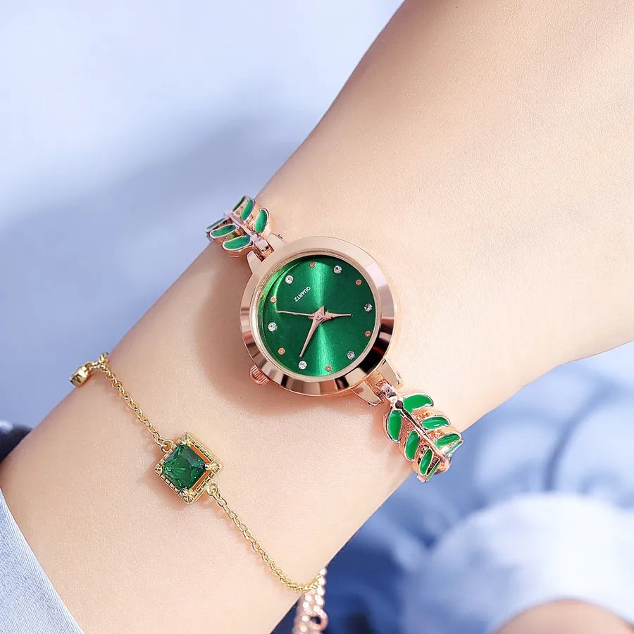 Elegant Leaves Jewelry Buckle Quartz Women's Watches