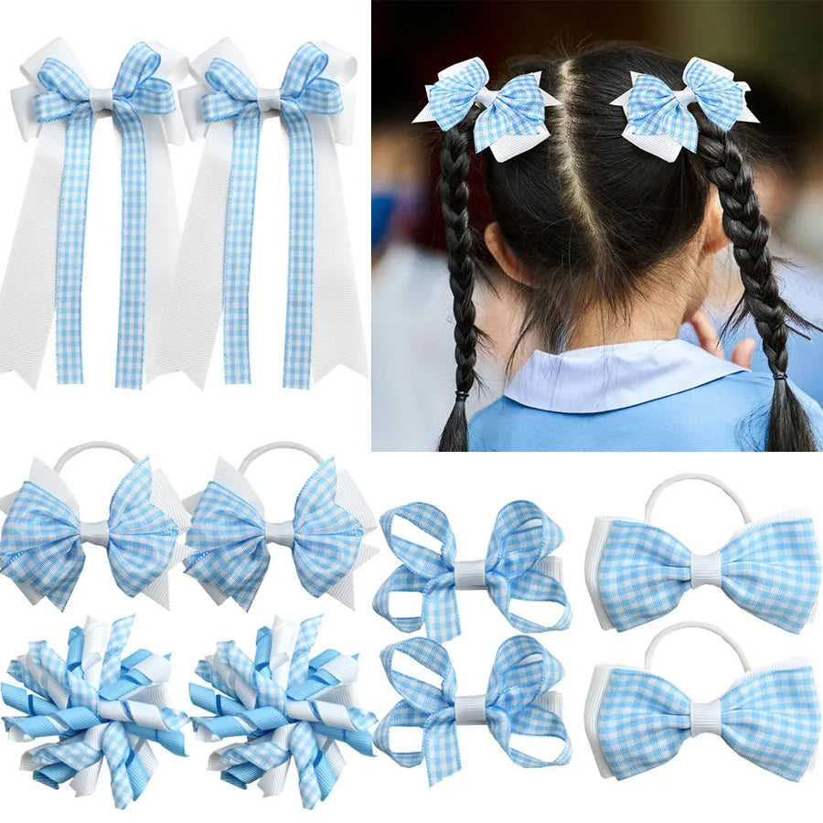 New Plaid Suit British Student Hair Accessories Plaid Bow Australian Student Curly Hair Clip Hair Tie