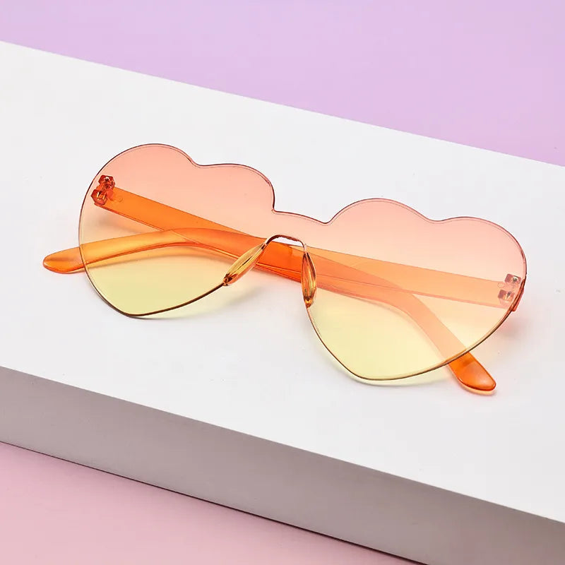 Novelty Modern Style Heart Shape Pc Gradient Tinted Lenses Special-Shaped Mirror Full Frame Kids Sunglasses