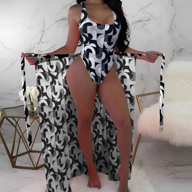 Women's Simple Style Geometric 2 Pieces One Piece Swimwear