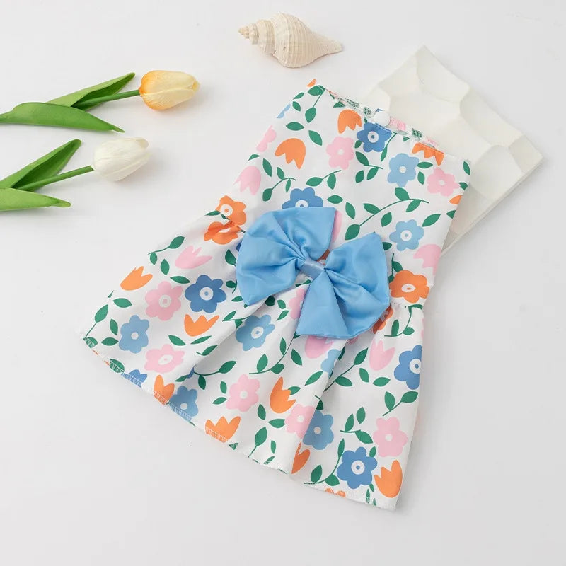 cute polyester strawberry bow knot pet clothing