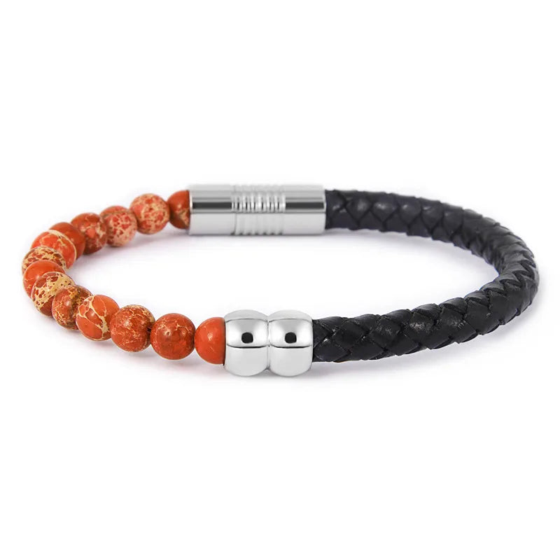 Retro Geometric Agate Titanium Steel Men's Bangle