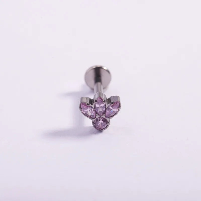 1 Piece Lip Rings Casual Gothic Hip-Hop Geometric Animal Titanium Alloy Polishing Plating Flowers Zircon 18K Gold Plated Lip Rings Ear Cartilage Rings & Studs
