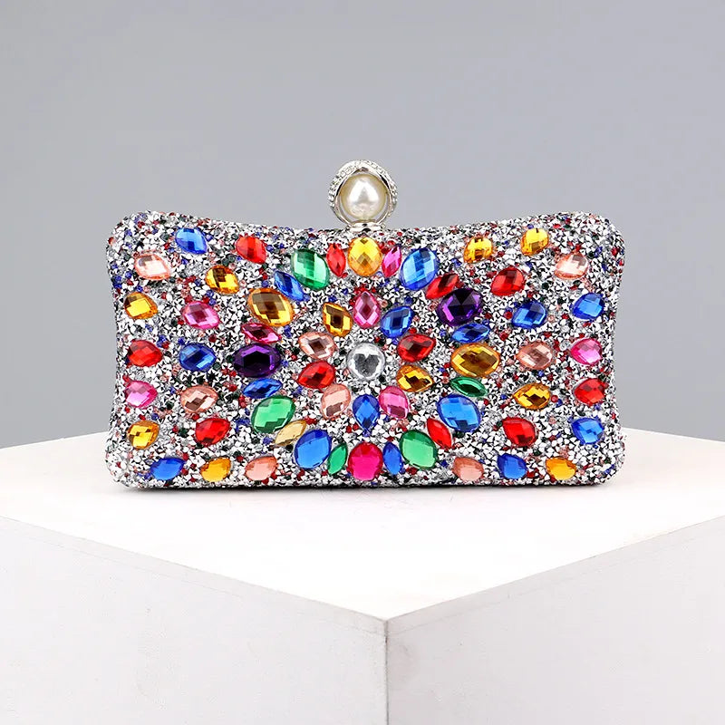 green blue pink pu leather polyester flower pillow shape evening bags