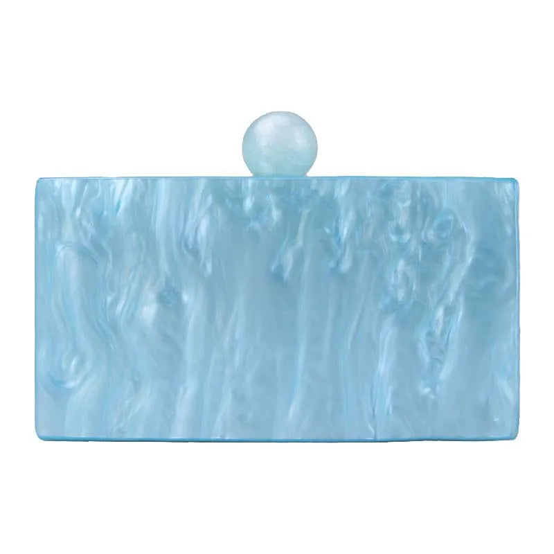 Pink Sky Blue Yellow Arylic Marble Square Evening Bags