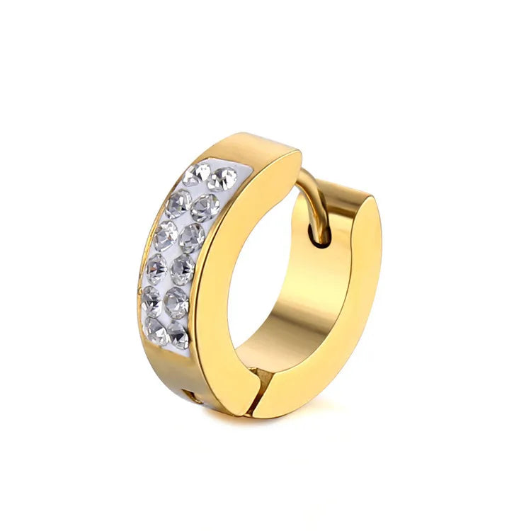 fashion circle titanium steel plating inlay zircon earrings 1 piece