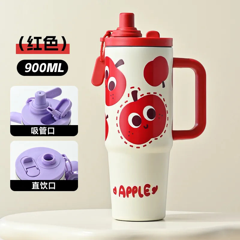 New Internet Celebrity Large Capacity Car Portable Cup Ice Heater Double Drink Design Stainless Steel Office Vacuum Cup Coffee Cup