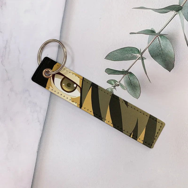 cartoon style cartoon pu leather printing bag pendant keychain