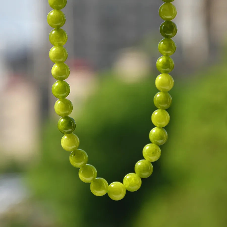 Pastoral Round Alloy natural stone Beaded Chain Necklace In Bulk