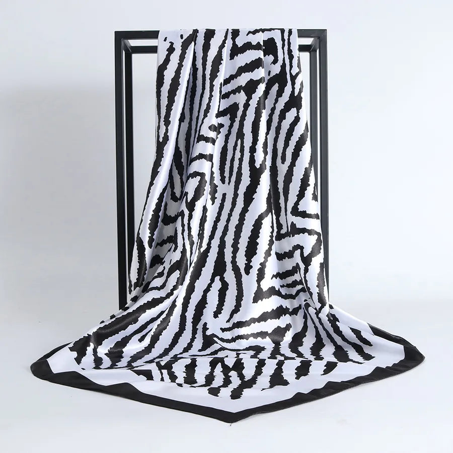 Unisex Vintage Style Leopard Satin Silk Scarf